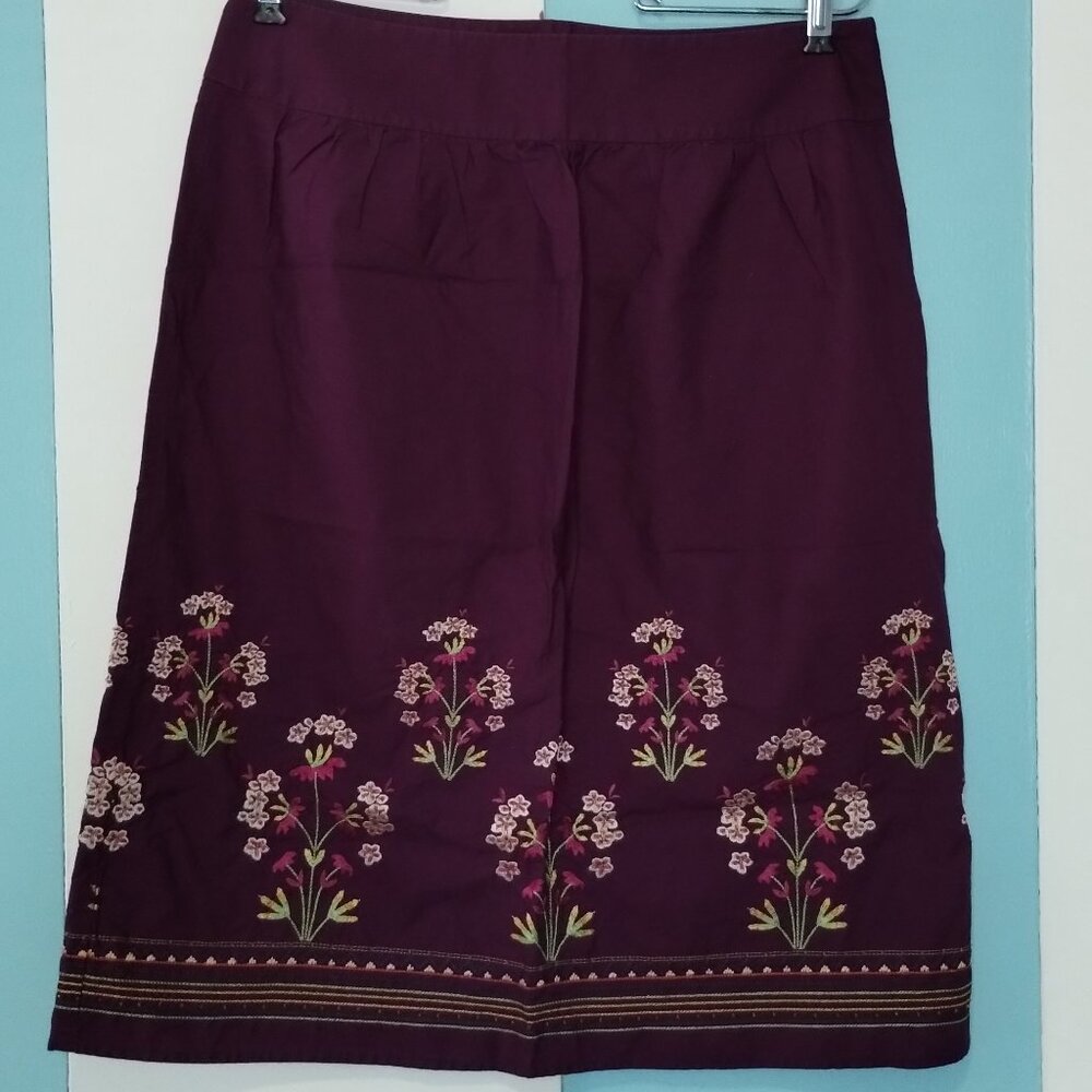Talbots Purple Floral Embroidery Beaded Skirt - Picture 5 of 6